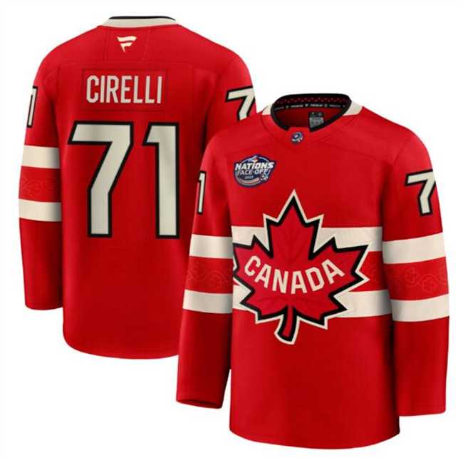 Mens Canada #71 Anthony Cirelli Red 2025 4 Nations Face-Off Premium Stitched Jersey Dzhi